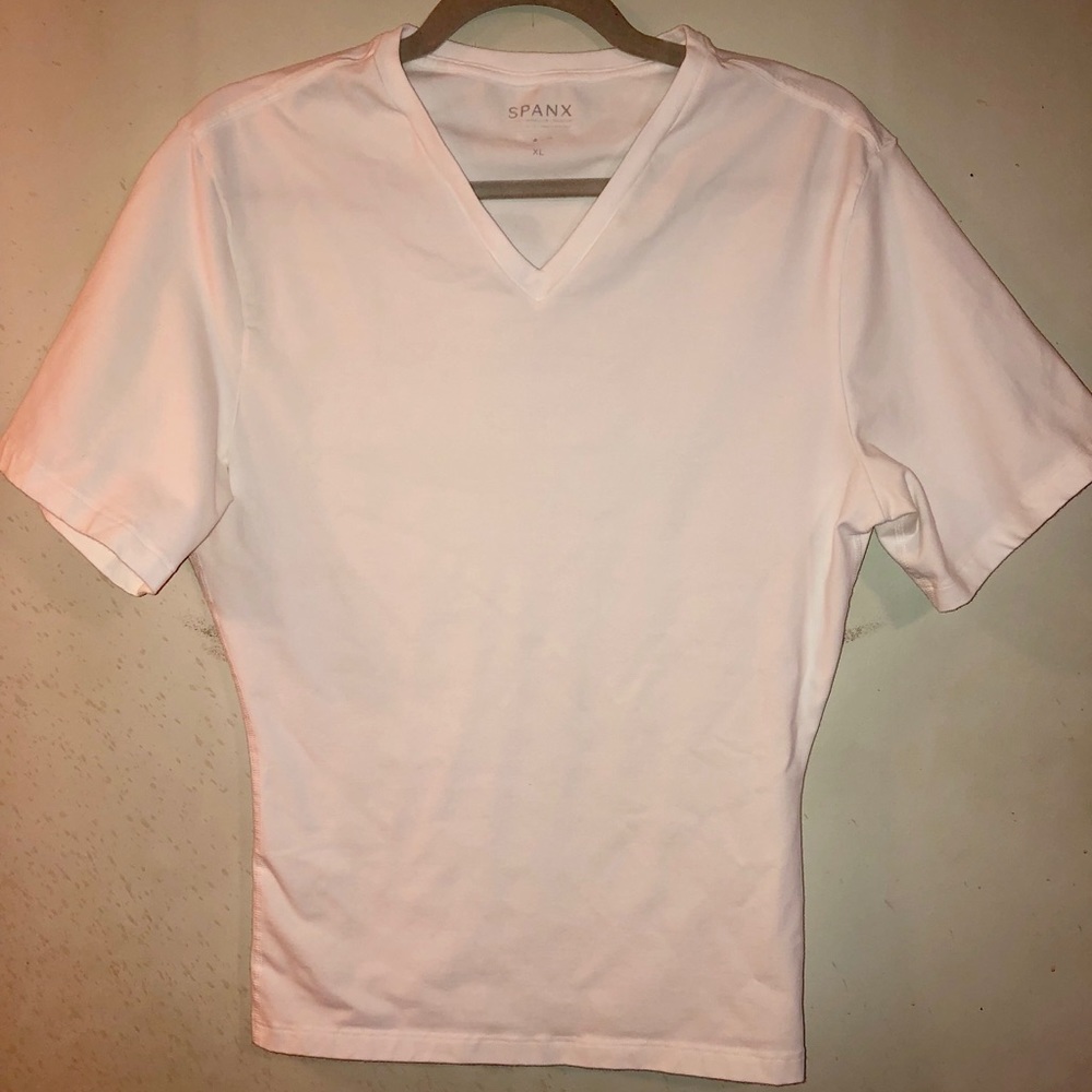 Spanx white vneck short sleeve XL